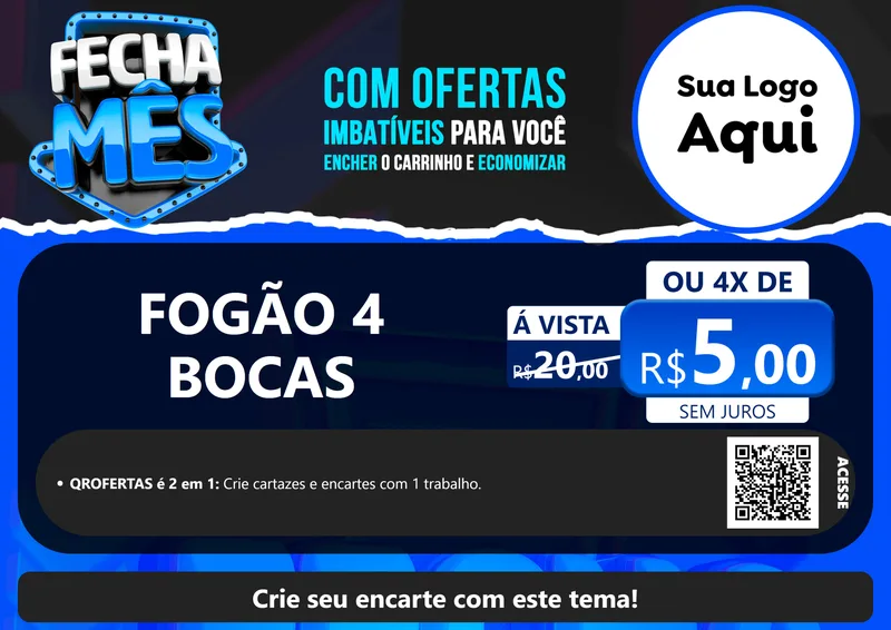 Modelo de Cartaz para Cartaz A4 Horizontal com o tema Fecha Mês para Móveis e Eletro