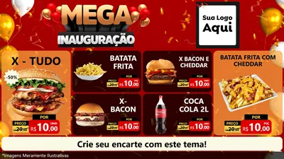 Modelo de TV para TV Horizontal com o tema Mega Inauguração para Hamburgueria