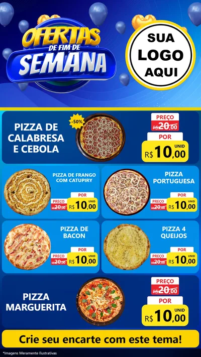 Modelo de TV para TV Vertical com o tema Ofertas de Fim de Semana para Pizzaria