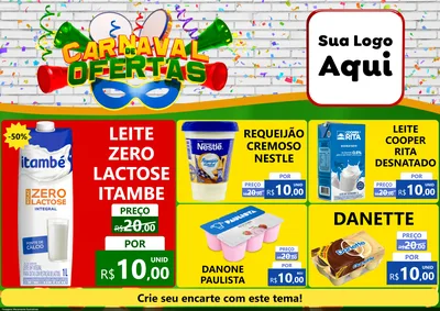 Modelo de Encarte para Encarte A4 Horizontal com o tema Carnaval de Ofertas para Frios e Laticínios