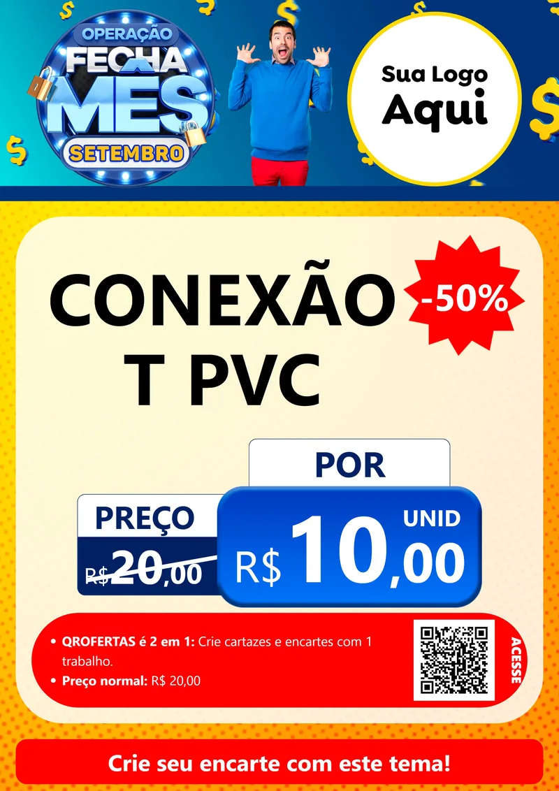 Modelo de Cartaz para Cartaz A4 Vertical com o tema Operação Fecha Mês Setembro para Tubos e conexões