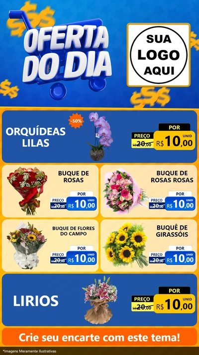 Modelo de TV para TV Vertical com o tema Oferta do Dia para Floricultura e jardim
