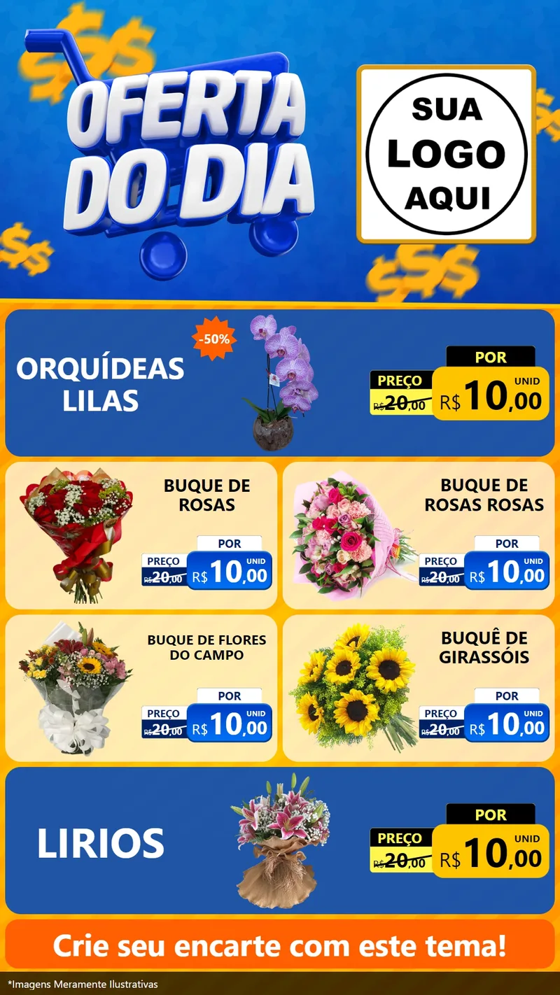 Modelo de TV para TV Vertical com o tema Oferta do Dia para Floricultura e jardim