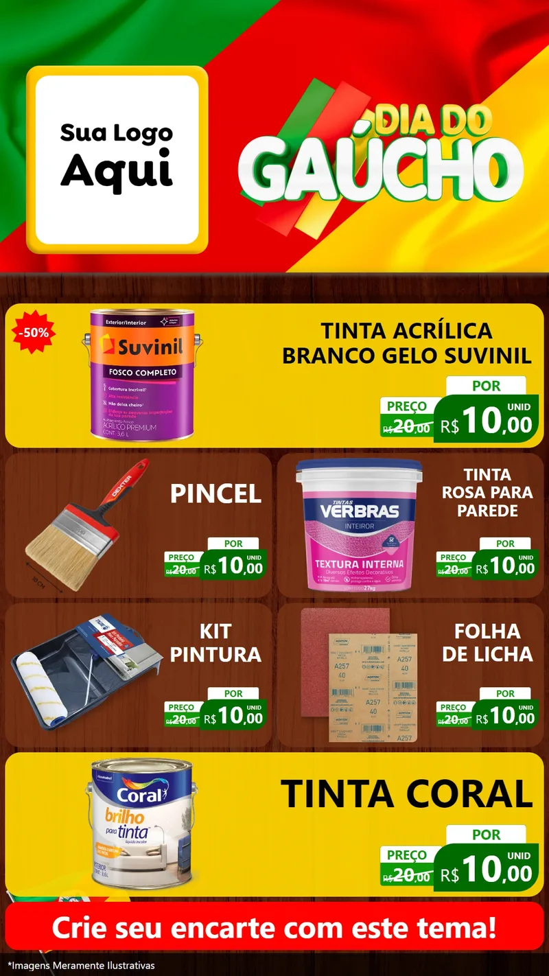 Modelo de TV para TV Vertical com o tema Dia do Gaúcho para Tintas e Ferramentas