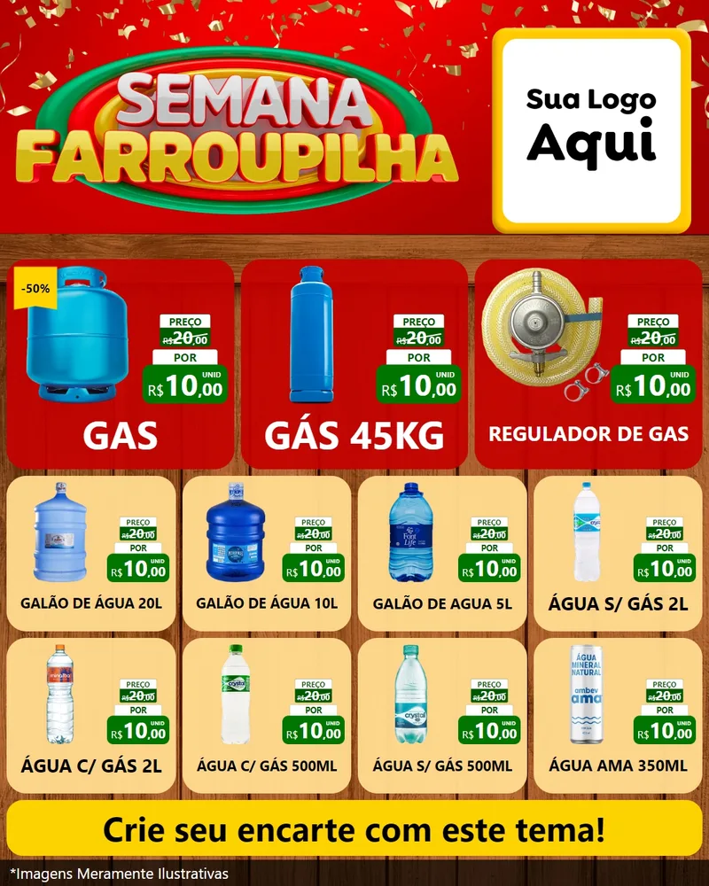 Modelo de Rede Social para Feed Instagram com o tema Semana Farroupilha para Água e gás