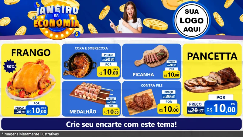 Modelo de TV para TV Horizontal com o tema Janeiro da Economia para Assados