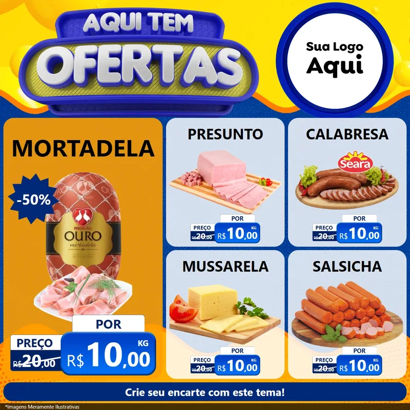 Modelo de Rede Social para Feed Facebook com o tema Aqui Tem Ofertas para Frios e Laticínios