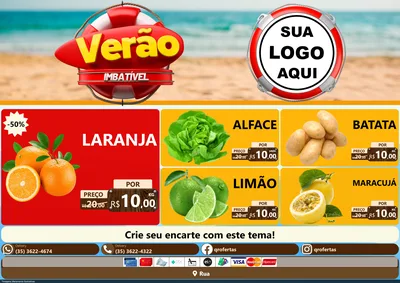 Modelo de Encarte para Encarte A4 Horizontal com o tema Verão Imbatível para Hortifrúti