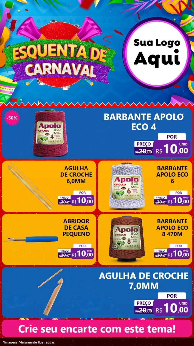 Modelo de TV para TV Vertical com o tema Esquenta de Carnaval para Armarinho e Aviamentos