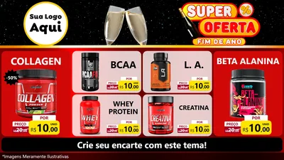 Modelo de TV para TV Horizontal com o tema Super Oferta Fim de Ano para Suplementos alimentares