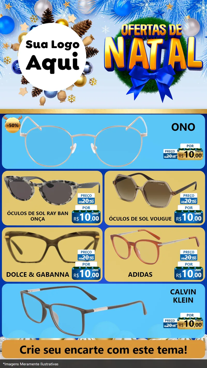 Modelo de TV para TV Vertical com o tema Ofertas de Natal para Óticas