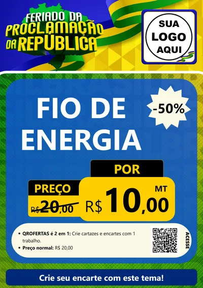 Modelo de Cartaz para Cartaz A4 Vertical com o tema Feriado da Proclamação da República para Materiais Elétricos
