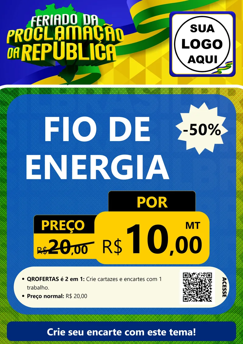 Modelo de Cartaz para Cartaz A4 Vertical com o tema Feriado da Proclamação da República para Materiais Elétricos