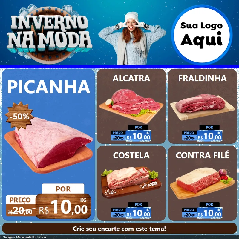 Modelo de Rede Social para Feed Facebook com o tema Inverno na Moda para Açougue
