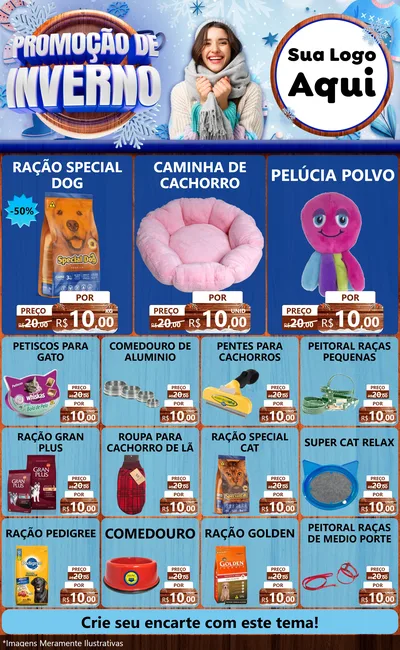 Modelo de Encarte para Encarte Grande com o tema Promoção de Inverno para Pet Shop