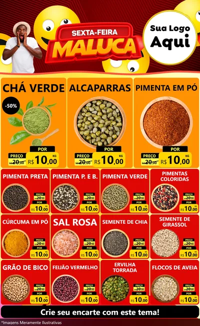 Modelo de Encarte para Encarte Grande com o tema Sexta-feira Maluca para Produtos Naturais