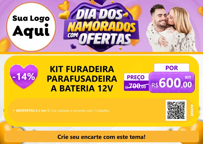 Modelo de Cartaz para Cartaz A4 Horizontal com o tema Dia Dos Namorados Com Ofertas para Maquinas e Ferramentas