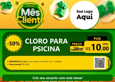 Modelo de Cartaz para Cartaz A4 Horizontal com o tema Especial Mês do Cliente para Produtos para Piscina
