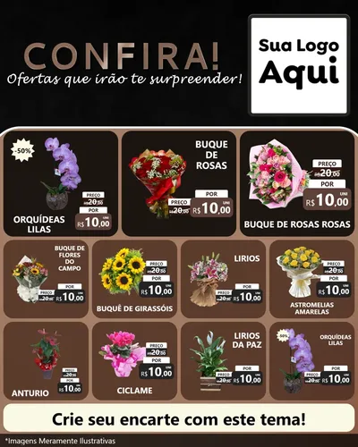 Modelo de Rede Social para Feed Instagram com o tema Confira! Ofertas que irão te surpreender! para Floricultura e jardim