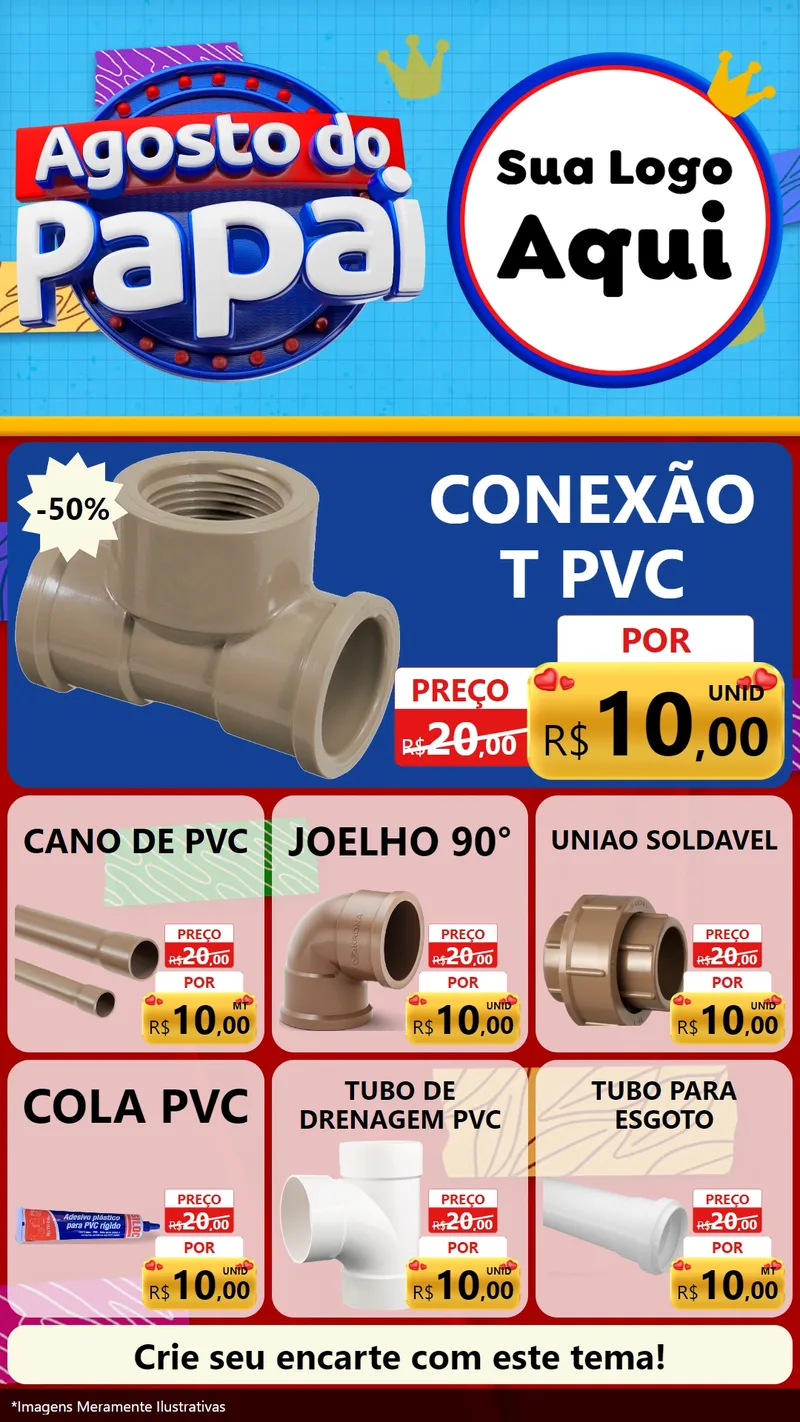 Modelo de Rede Social para Stories com o tema Agosto do Papai para Tubos e conexões