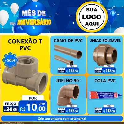 Modelo de Rede Social para Feed Facebook com o tema Mês de Aniversário para Tubos e conexões