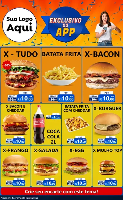 Modelo de Encarte para Encarte Grande com o tema Exclusivo do Aplicativo para Hamburgueria