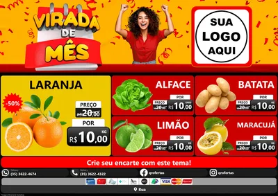 Modelo de Encarte para Encarte A4 Horizontal com o tema Virada de Mês para Hortifrúti