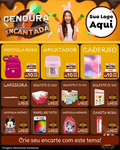 Modelo de Rede Social para Feed Instagram com o tema Cenoura Encantada - Páscoa para Papelaria