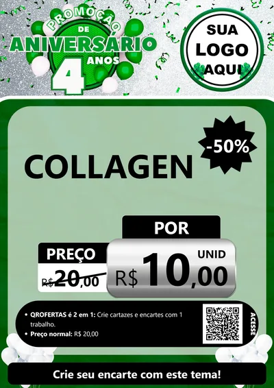 Modelo de Cartaz para Cartaz A4 Vertical com o tema Promoção de Aniversário - 4 Anos para Suplementos alimentares