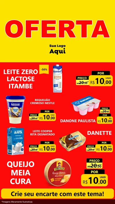 Modelo de TV para TV Vertical com o tema OFERTA - Vermelho Cartaz para Frios e Laticínios