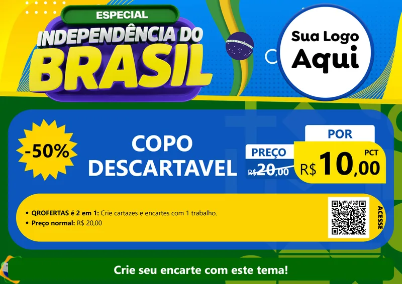 Modelo de Cartaz para Cartaz A4 Horizontal com o tema Especial Independência do Brasil para Embalagens