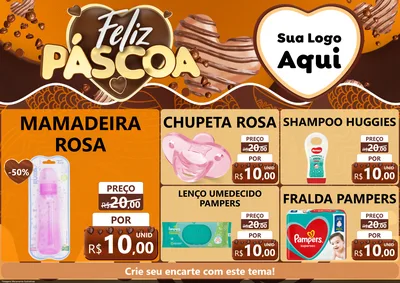 Modelo de Encarte para Encarte A4 Horizontal com o tema Feliz Páscoa para Bebês