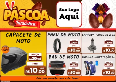Modelo de Encarte para Encarte A4 Horizontal com o tema Páscoa Fantástica para Moto peças
