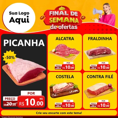 Modelo de Rede Social para Feed Facebook com o tema Final de Semana de Ofertas para Açougue