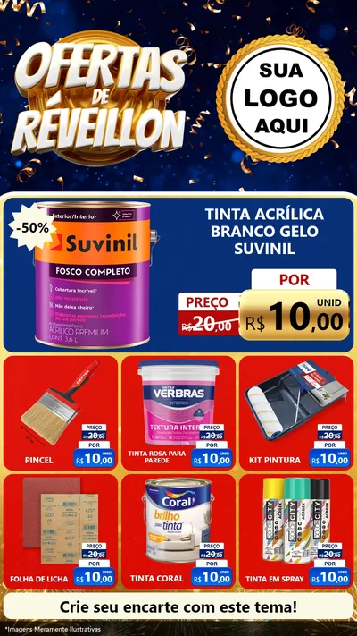 Modelo de Rede Social para Stories com o tema Ofertas de Réveillon para Tintas e Ferramentas