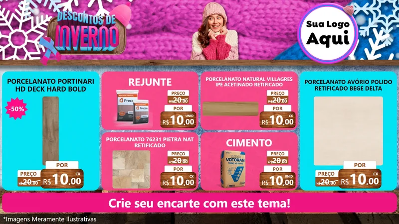 Modelo de TV para TV Horizontal com o tema Descontos de Inverno para Pisos e revestimentos