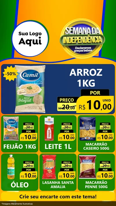 Modelo de Rede Social para Stories com o tema Semana da Independência Declaramos Preços Baixos para Supermercado