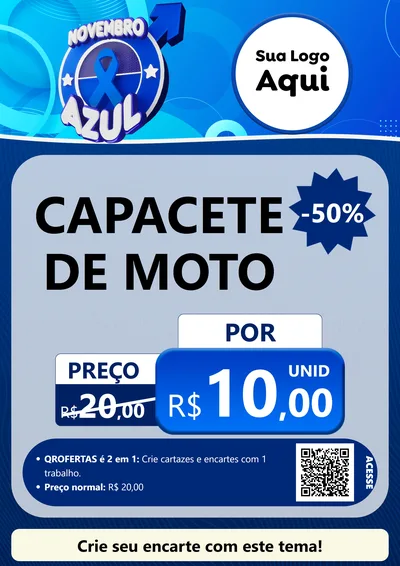 Modelo de Cartaz para Cartaz A4 Vertical com o tema Novembro Azul para Moto peças