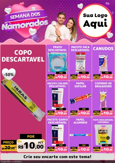 Modelo de Encarte para Encarte A4 Vertical com o tema Semana dos Namorados para Embalagens