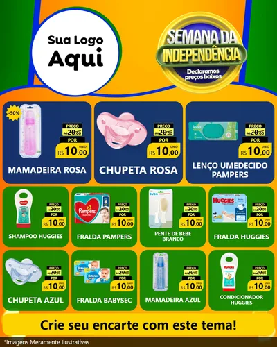 Modelo de Rede Social para Feed Instagram com o tema Semana da Independência Declaramos Preços Baixos para Bebês