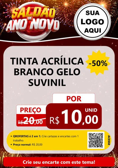 Modelo de Cartaz para Cartaz A4 Vertical com o tema Saldão de Ano Novo para Tintas e Ferramentas