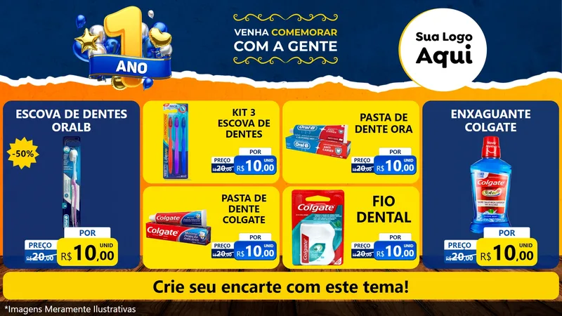 Modelo de TV para TV Horizontal com o tema Um Ano de Aniversário para Higiene Pessoal