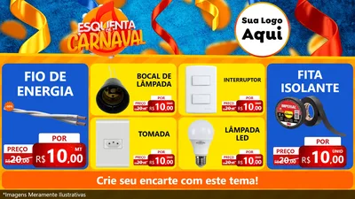 Modelo de TV para TV Horizontal com o tema Esquenta de Carnaval para Materiais Elétricos