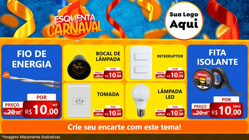 Modelo de TV para TV Horizontal com o tema Esquenta de Carnaval para Materiais Elétricos