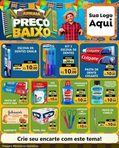 Modelo de Rede Social para Feed Instagram com o tema Arraiá de Preço Baixo - Junina para Higiene Pessoal