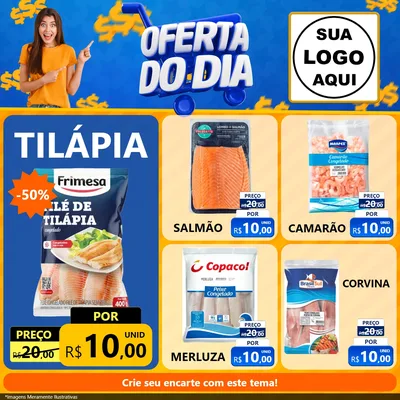 Modelo de Rede Social para Feed Facebook com o tema Oferta do Dia para Peixaria