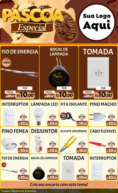 Modelo de Encarte para Encarte Grande com o tema Páscoa Especial para Materiais Elétricos