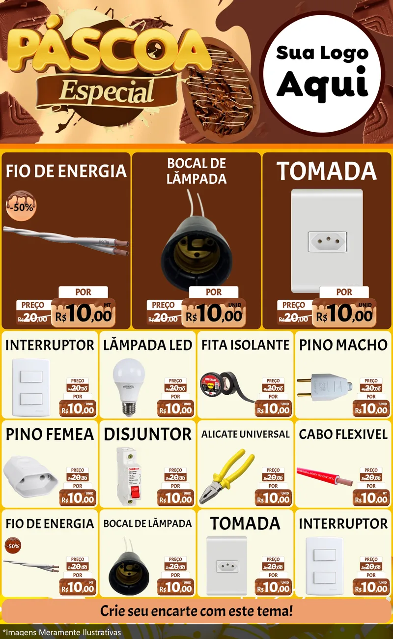 Modelo de Encarte para Encarte Grande com o tema Páscoa Especial para Materiais Elétricos