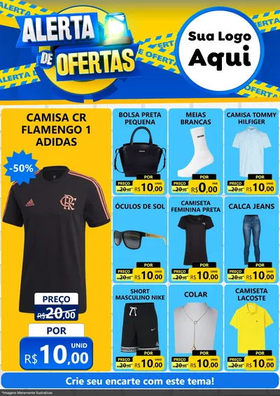 Modelo de Encarte para Encarte A4 Vertical com o tema Alerta de Ofertas para Roupas e acessórios