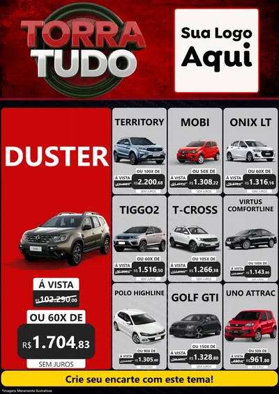 Modelo de Encarte para Encarte A4 Vertical com o tema Torra Tudo para Concessionaria de Carros